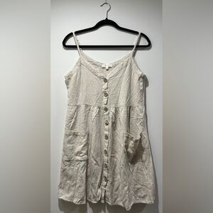 Beceel Elegant Cream Button-Down Spaghetti-Strap Dress Size M